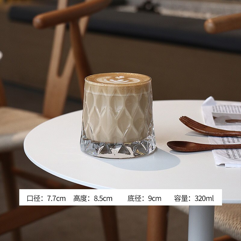 Ruit Transparant Glas Melk Kopjes Koffie Cup Theekopjes Drinkglazen Clear Cocktail Water Glaswerk Latte Sap Mokken: 320ml / 2PCS