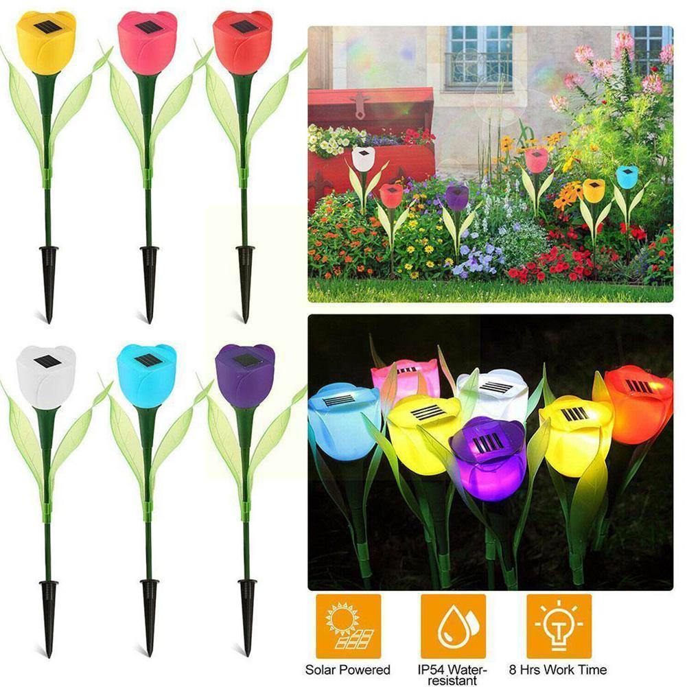 LED Solar- Simulation Tulpe Blumen- Licht Hause Dekorative Garten Rasen Blume Dekor Tulpe Landschaft Wasserdichte Lampe Leuchtet Lig G9t1