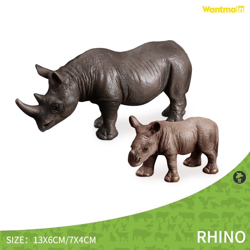 Wild Animals Model Family with Kangaroo Hippo Rhino Tiger Zebra/Realistic Wildlife Collection action figure for kids: rhinoceros