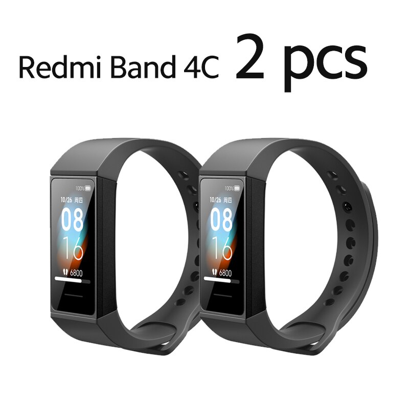 Version mondiale Xiaomi Redmi Band 4 C 4C bracelet intelligent 1.08 "écran couleur 14 jours batterie longue Bluetooth 5.0 étanche: 2pcs