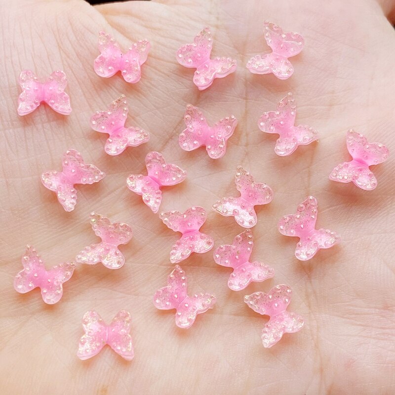 60Pcs Cute Mixed Mini 3D Butterfly Flat Back Resin Cabochons Scrapbooking DIY Jewelry Craft Decoration Accessorie K34: C