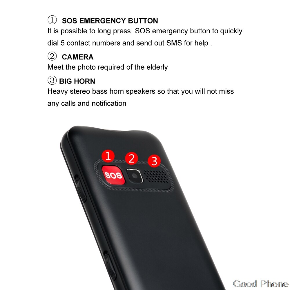 Sos yingtai t11 celular idoso, telefone móvel para idosos 2.2 Polegada fm mostrador de velocidade, botão grande cartão sim duplo,