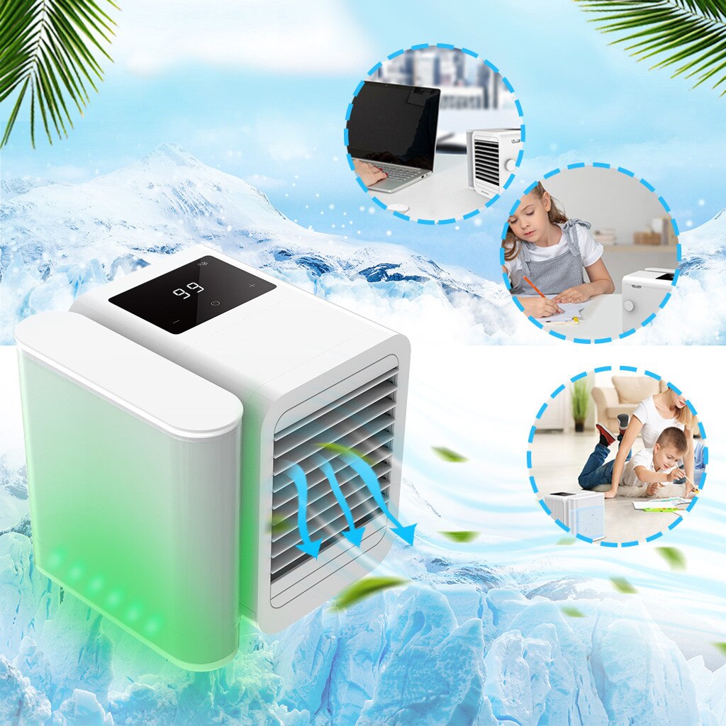 Mini Desktop Air Conditioner Cooler Fans Usb Rechargeable Air Cooler Household Small Air Cooler Fans With Smart Screen#g40