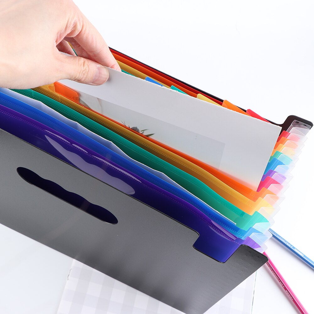 1 Pc Kleurrijke 13 Pocket Expanding File Map Ingedeeld A4 Map Document Houder Organizer Pouch Met Flip Cover Office Supply