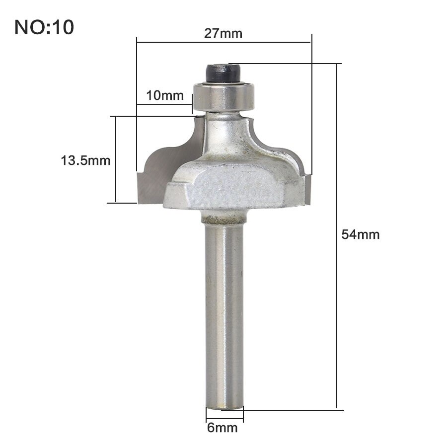 1 stk/sæt rundbor med leje 6mm skaft svalehalefræser bit fræser træbearbejdning: No10