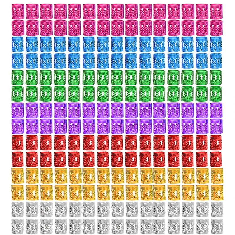 100/500 Uds. Anillos para el cabello de rastas dorados y plateados, Clips para puños, trenzas para el cabello, trenzas sucias coloridas, cuentas, horquilla, joyería, accesorios para el cabello: M / Gris