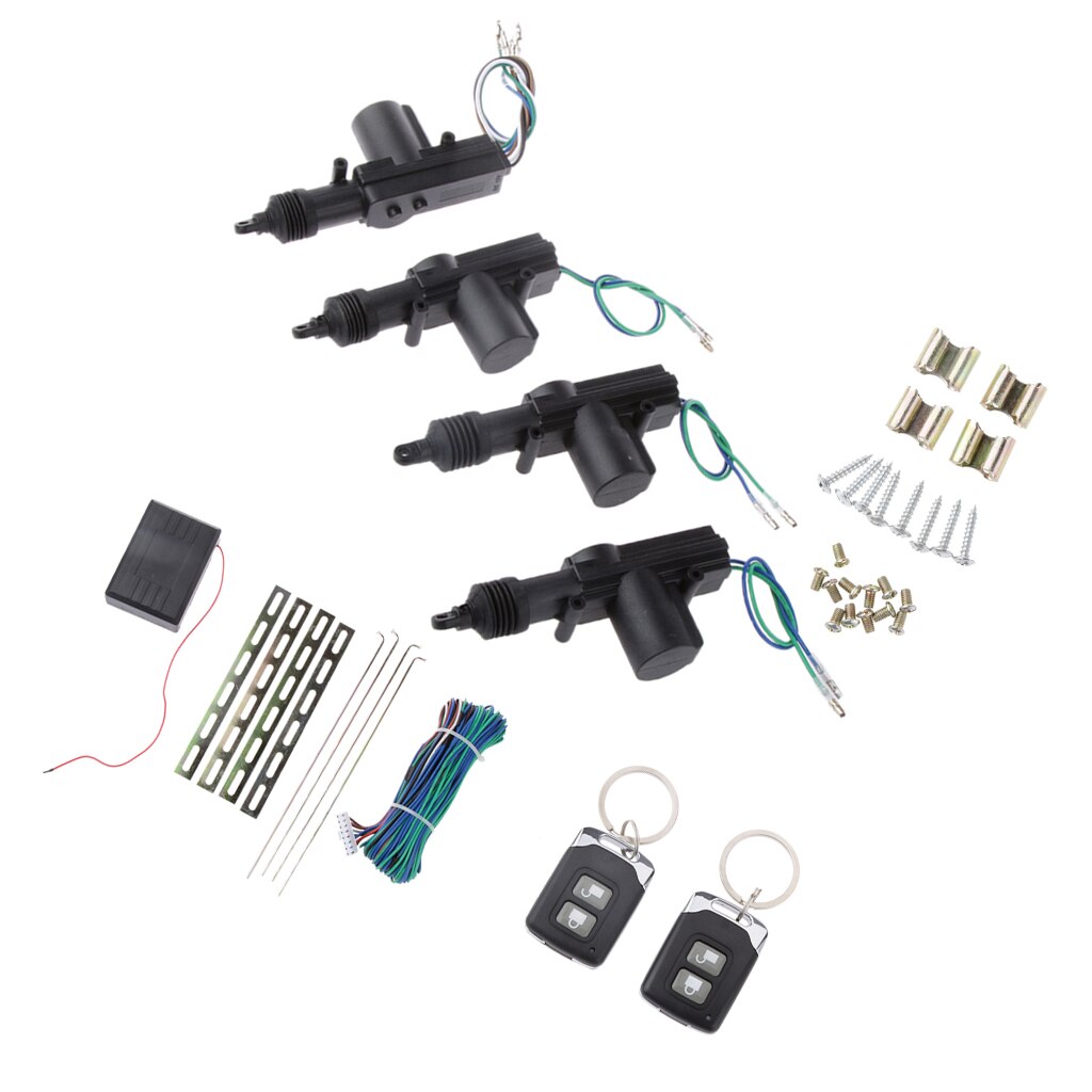 4 Door Power Central Lock Kit Car Remote Control Conversion w/ 2 Keyless Entry