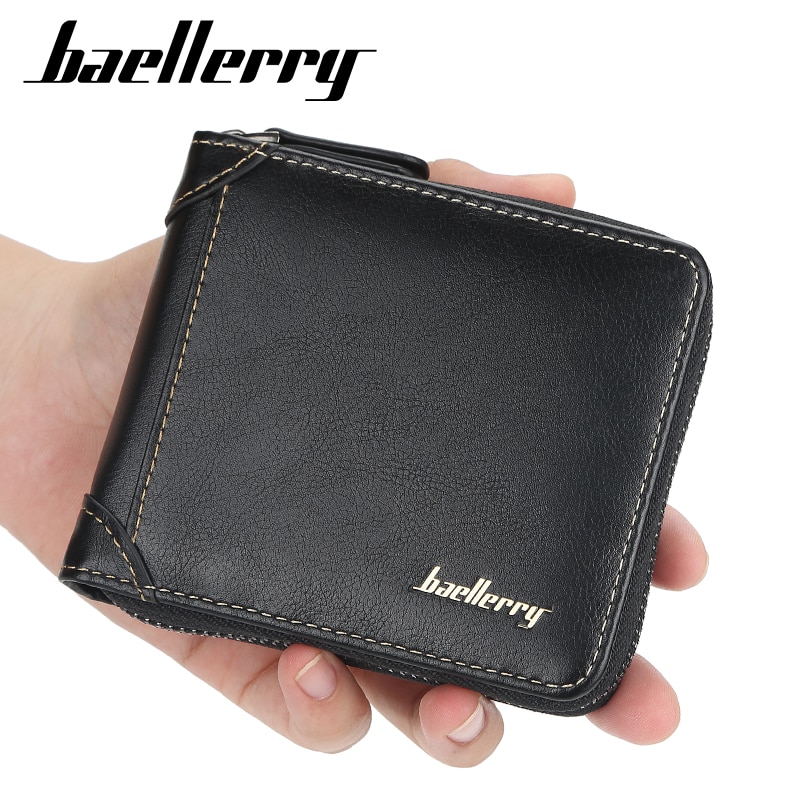 Baellerry Vintage Top Men Wallets Leather Card Holder Wallets and Purses Black Brown Small Wallet