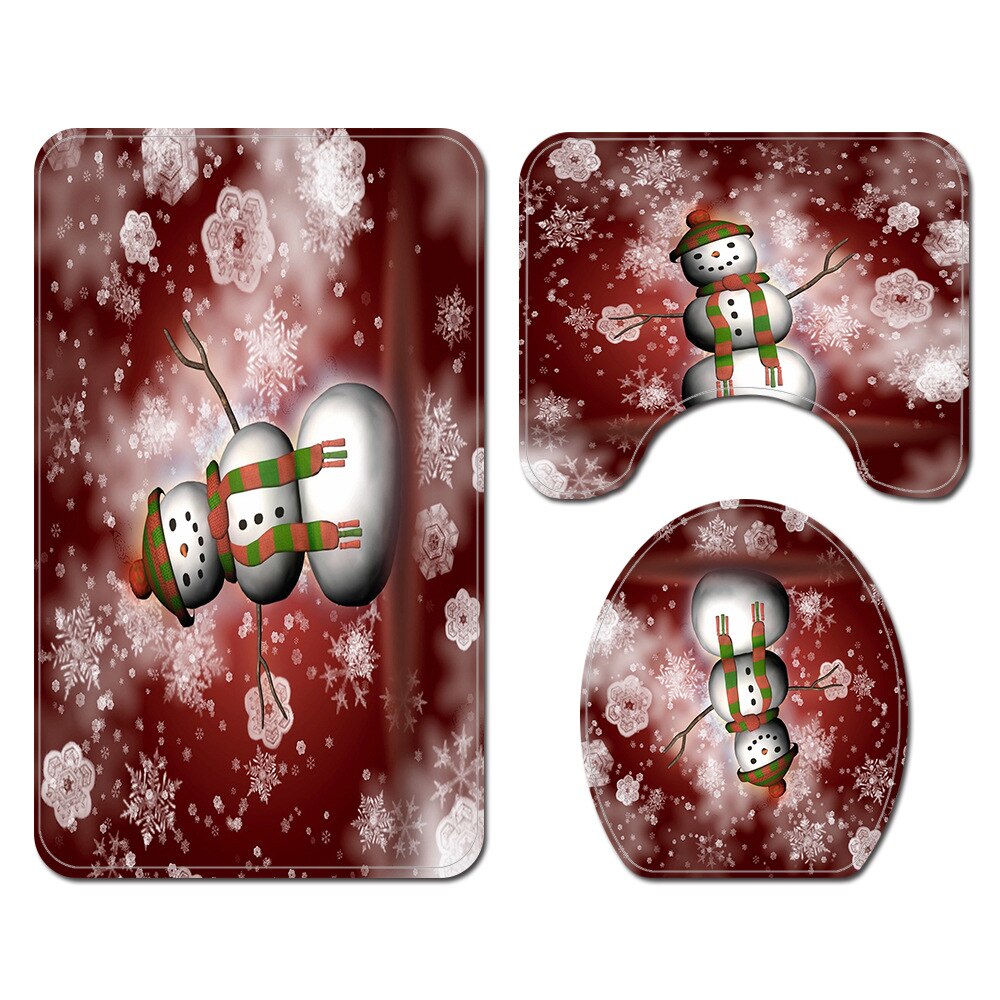 Kerst Badkamer Mat Douchegordijn Gedrukt Douchegordijn Sneeuwpop Bad Mat Anti Slip Mat Microfiber Badkamer Bad Rug: Bath Mats-297