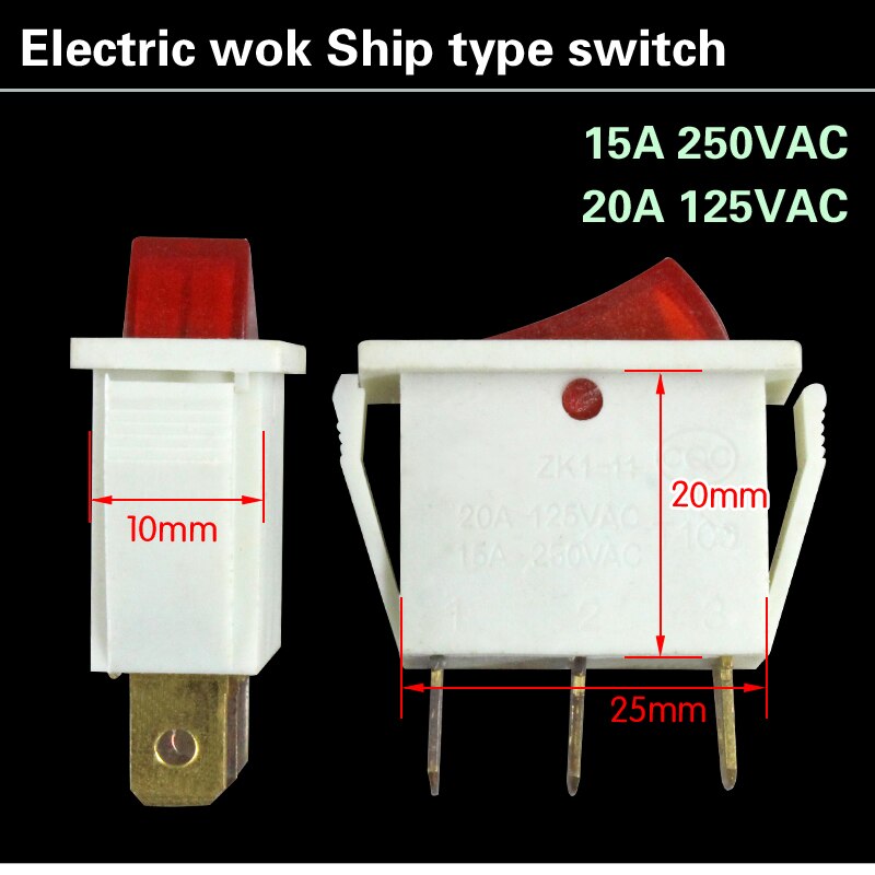 Kcd 3 hvid bådtype kontakt vippekontakt 25 x 20mm 15 a 250v 3- pin 2- gear bådtype knap kontakt