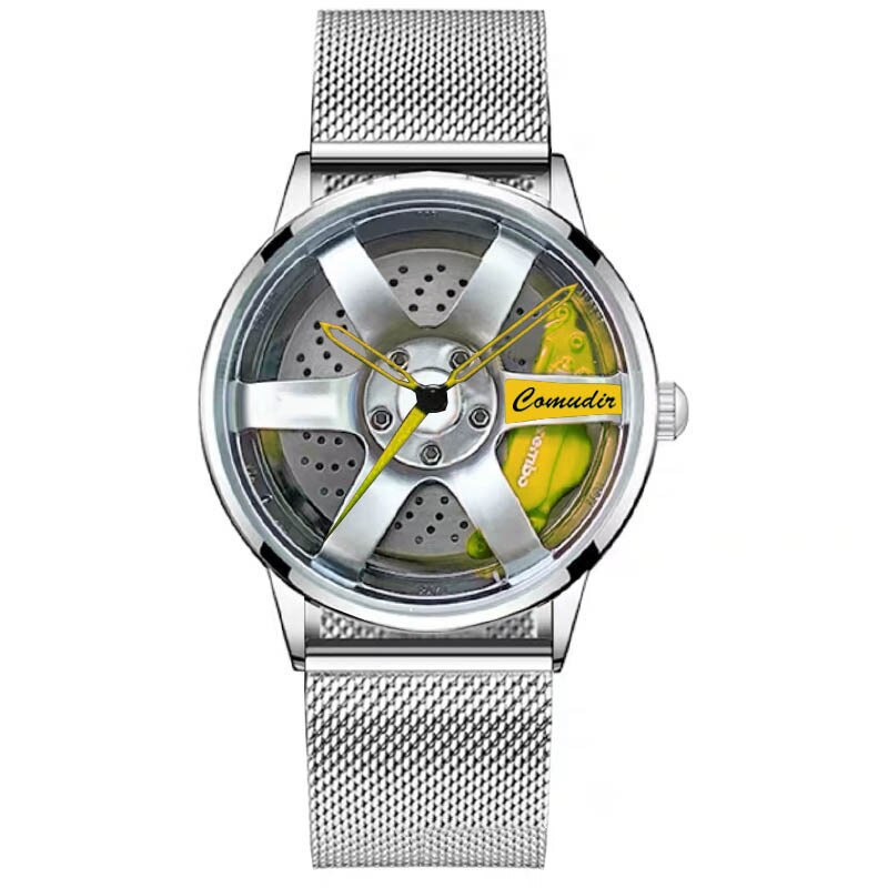 Auto Velg Hub Quartz Horloge Mannen Luxe Zwart Rood Groen Rvs Horloges Man Horloge Mannelijke Skeleton Dial Cool reloj: 19
