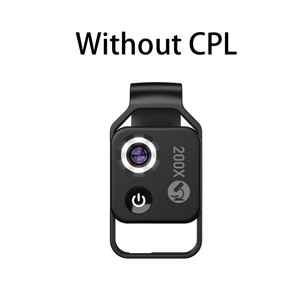 Apexel 200x forstørrelse mikroskop linse til telefon kamera linse telefon mobil makro linse til iphone 12 til huawei smartpho: Sort uden cpl