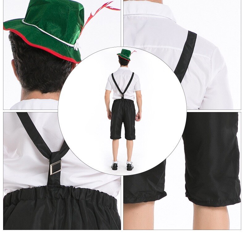 Adulte hommes royaume-uni paysan récolte Festival Costume bavarois Oktoberfest Lederhosen pantalon Shorts salopette à bretelles tenue grande taille XXL
