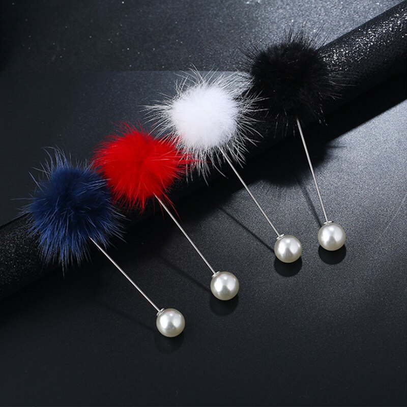 Leuke Charm Gesimuleerde Pearl Broche Pins Voor Vrouwen Koreaanse Bont pompom Bal Piercing Revers Broches Kraag Sieraden 26