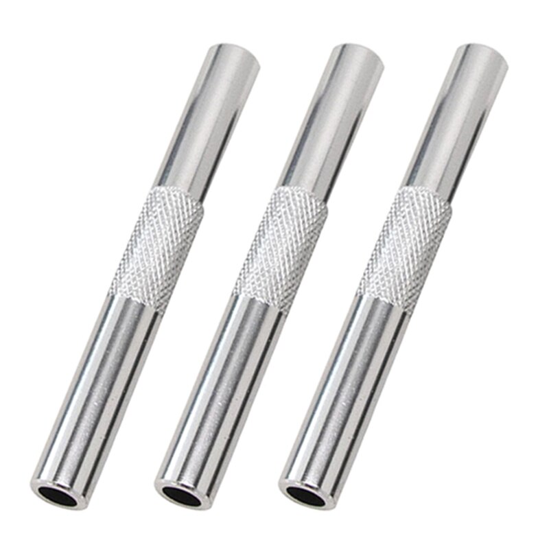 3 Stks/partij 70Mm Metalen Snuff Snorter Slang Buis Sniffer Aluminium Pen Stijl: Silver