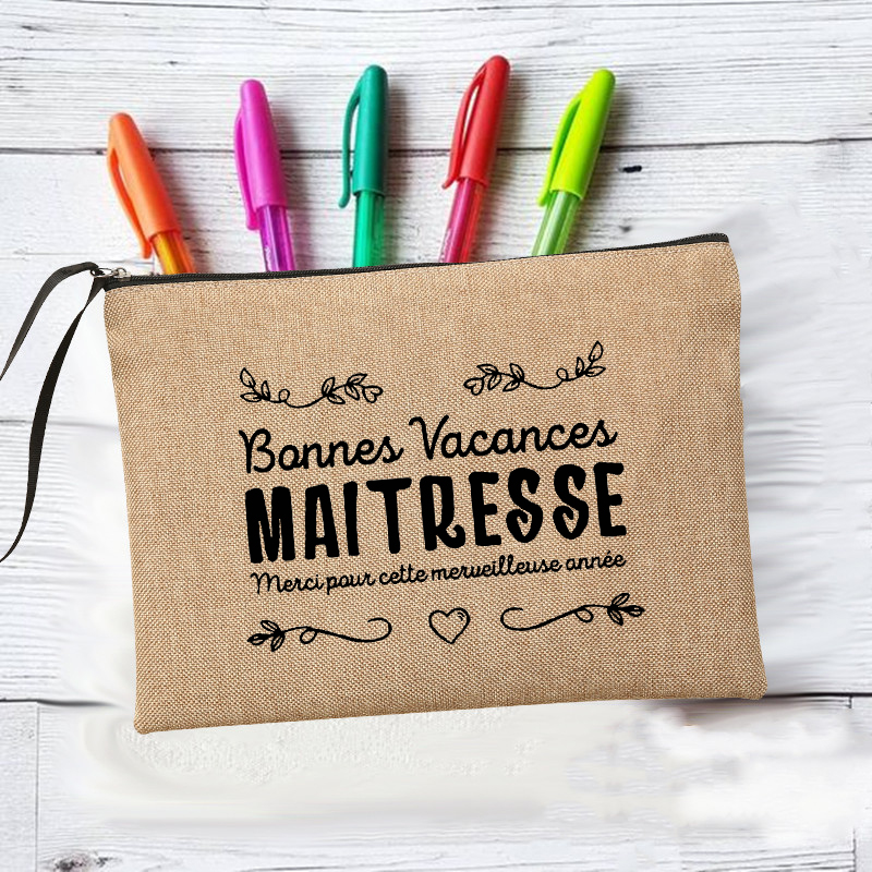 Merci Super Maîtresse machen-hoch Taschen Lehrer der Lagerung Beutel Reise Toiletten Organizer Reißverschluss Kosmetik Taschen für Maîtresse: Q06836-A012BR-S