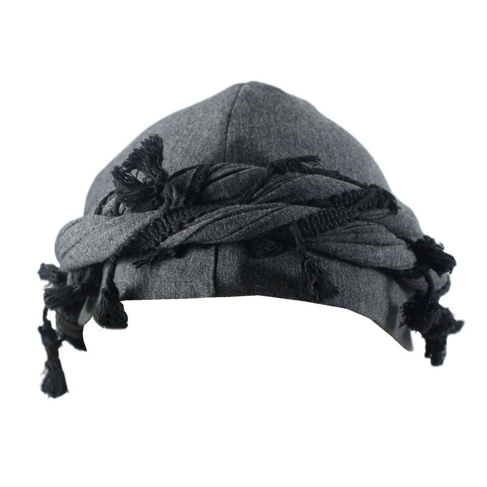 Solid kvast punk bandana hat frynser burr kant snoet hale hat dobbelt lag dockerhat herre fletningshat vandretur: Blå