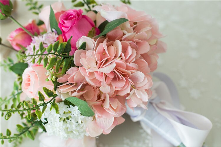 JaneVini Romantische Roze Bruidsboeket Bruids Bloemen Kunstzijde Rozen Land Stijl Bruiden Nep Boeket Ramo De Novia