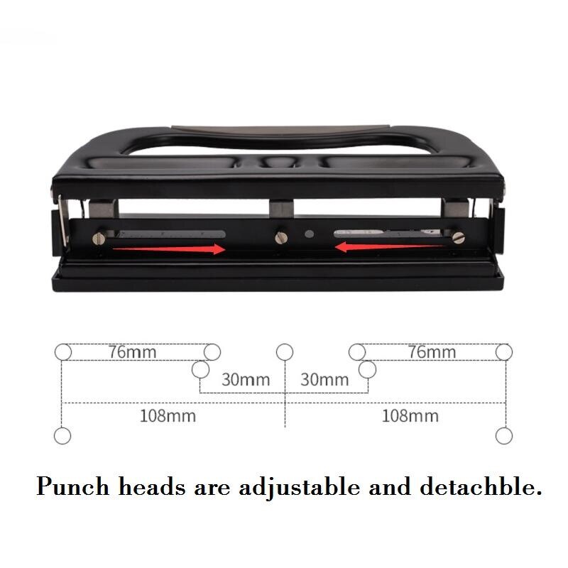 Large Capacity 2-Hole / 3-Hole Punch Heavy Metal Puncher Adjustable and Detachble Puncher 40-sheets