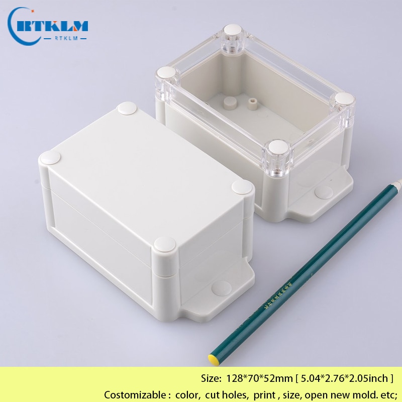 Waterproof junction box Wall mounting plastic electronics project box ABS plastic enclosure DIY outdoor box 128*70*52mm