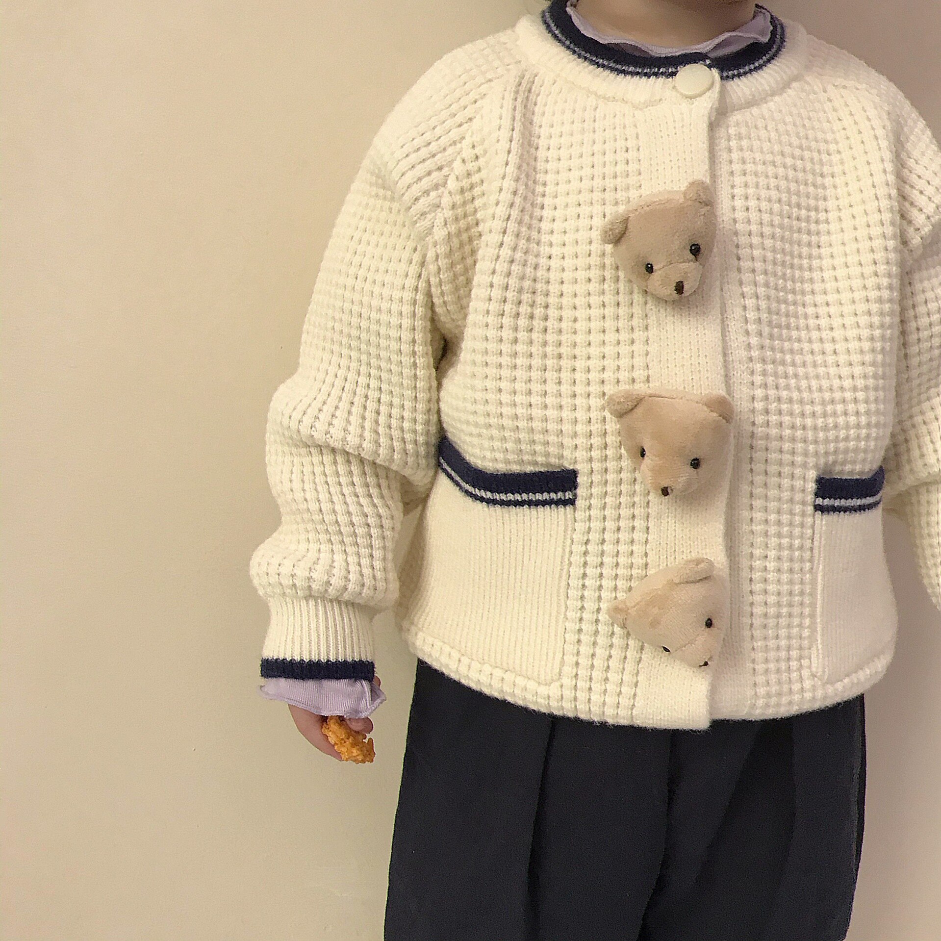 Suéter de oso de para bebé y niña, cárdigan de punto, Chaqueta de algodón para niño, abrigo de punto, chaqueta informal para niño