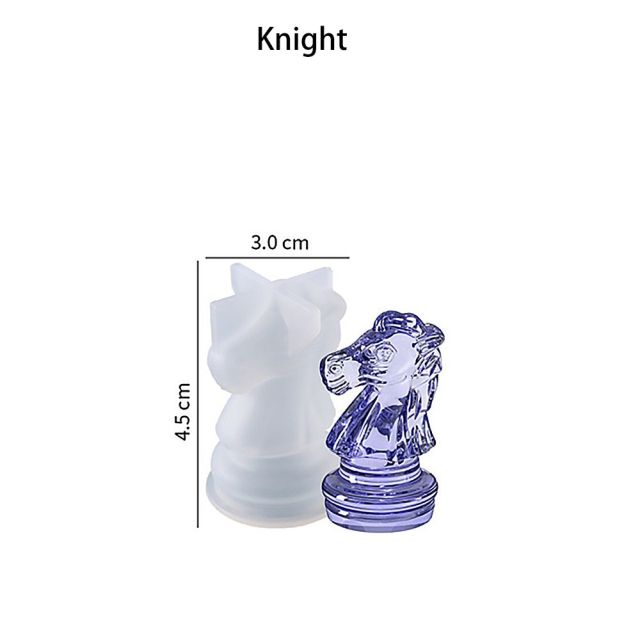 1PC International Chess Silicone Molds Crystal UV Epoxy Resin Checkerboard Mould for DIY Crafts Making Tools: Knight