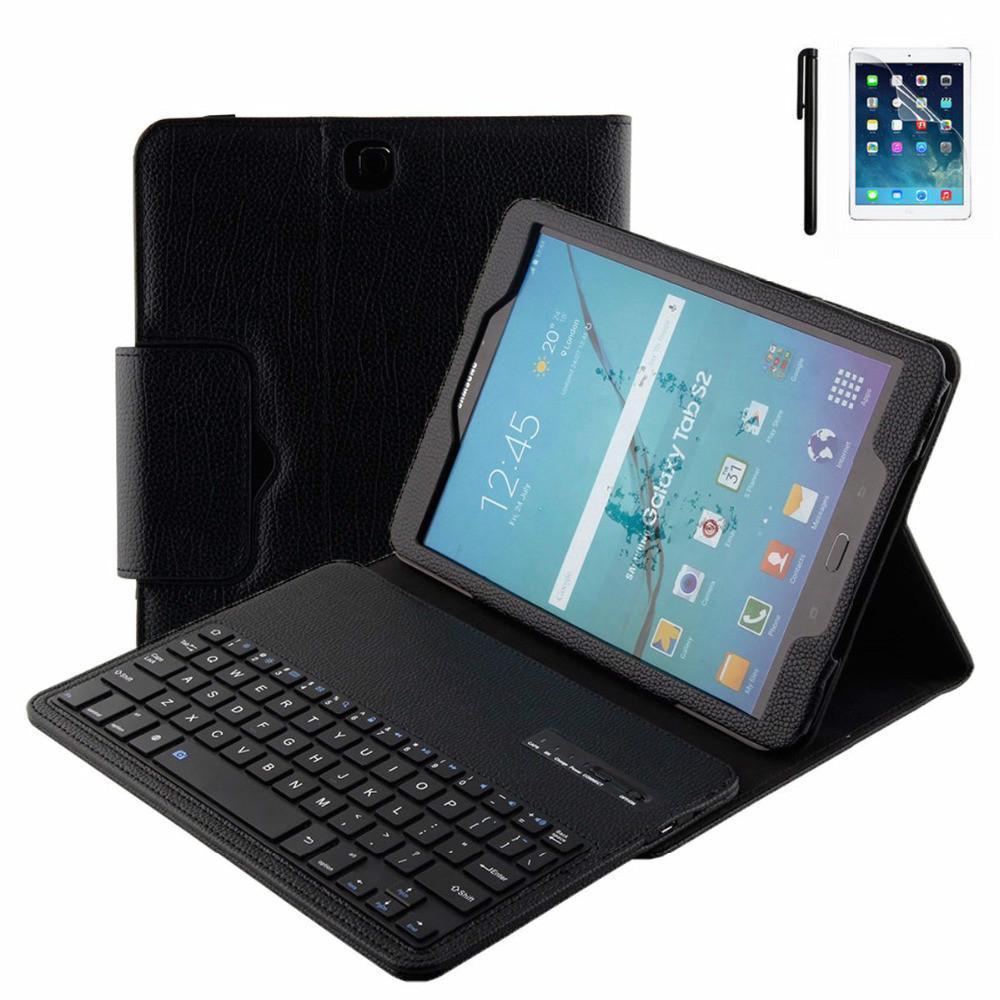 Removable Wireless Bluetooth Keyboard Portfolio Leather Stand Case Cover For Samsung Galaxy Tab S2 9.7 T810 T815 T819.