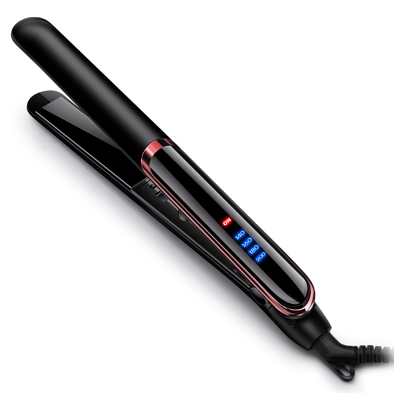 2 in 1 Hair Straightening Irons Ceramic Hair Straightener Negative Ion Hair Straighting Curling Iron LED Display Dry and Wet: Black / EU