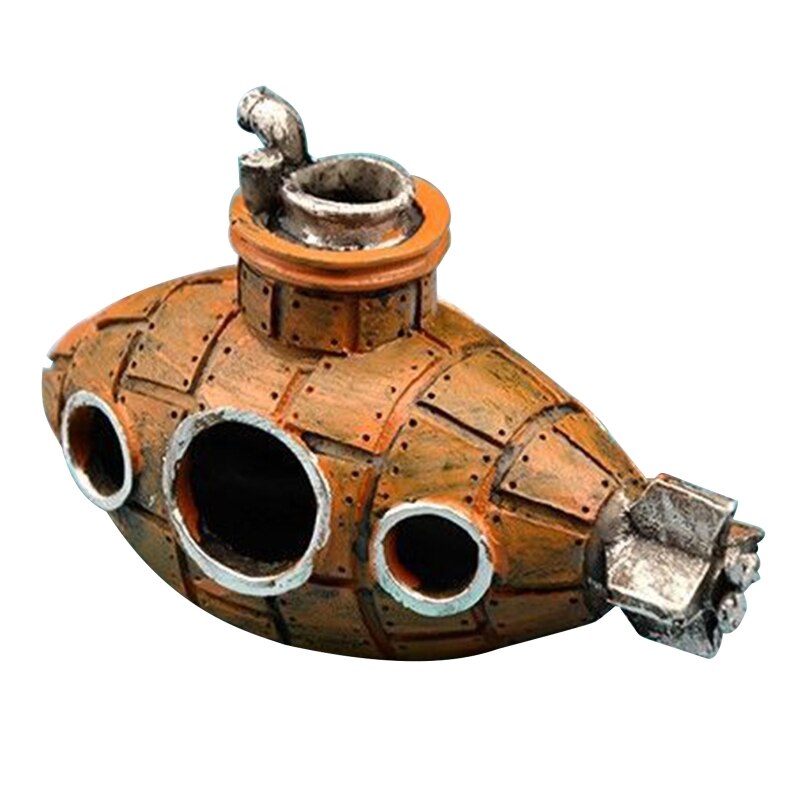Aquarium Sunken Ship Decorations Resin Submarines 5in Small Fish Tank Ornaments: Yellow
