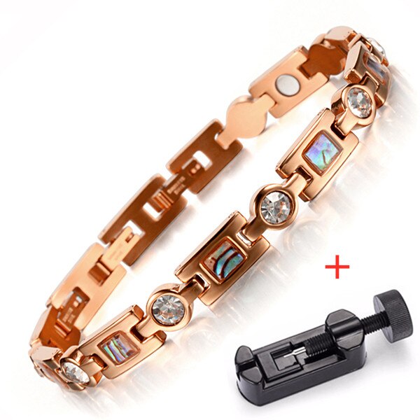 Bio Energie Armband Met 3 Smart Gespen Magneet Armband Gezondheidszorg Elements Gold Armbanden Voor Vrouwen Vriendin: RGold with Tool