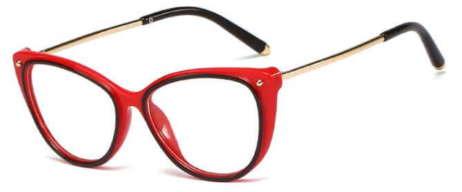 Kvinder kat briller stel kvinder rød metal ben kvinde briller retro mærke brille stel  uv400: C4 rød klar