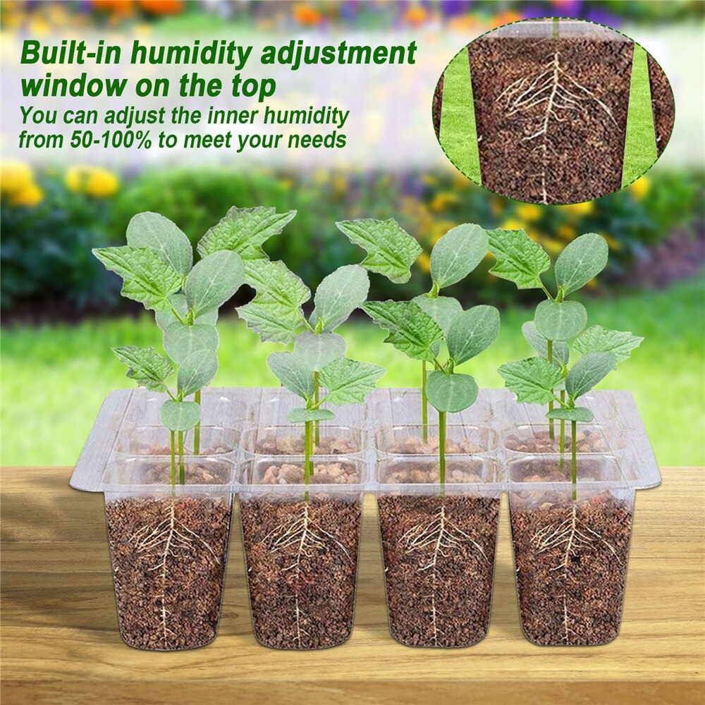 12 Holes Nursery Grow Box Plastic Seedling Starter Tray Extra Strength Seed Germination Plant Flower Pots Home Garden Tools