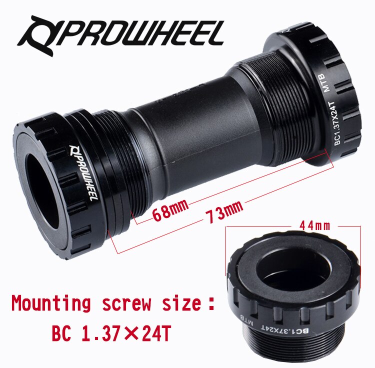 Prowheel BB Axle Adapter 1.37 / 24mm Crank Sprocket Set Black MTB Road Bicycle Push Bottom Fit Brackets For Shimano deore BB52