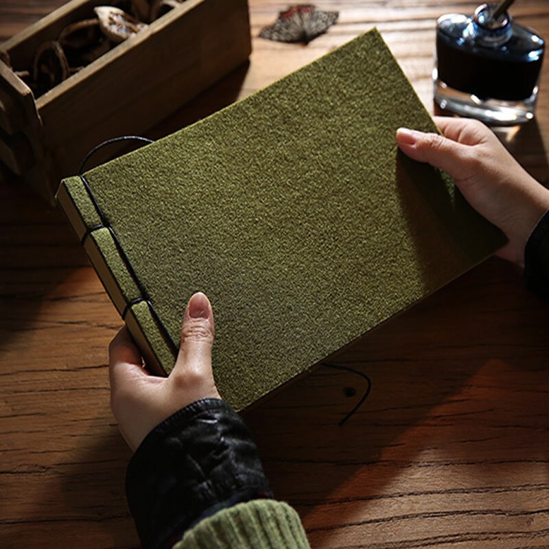 Army Green Vintage Notebook Represatation Book Reminisced Doodle Cowhide Paper Blank book Traveler Notebook 120sheets(240Pages)