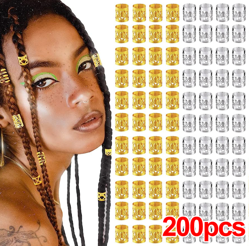 Anillos de pinza para el pelo para rastas, trenzas de pelo ajustables multicolores doradas y plateadas, cuentas para puños, horquilla, joyería, accesorios para adornos para el cabello