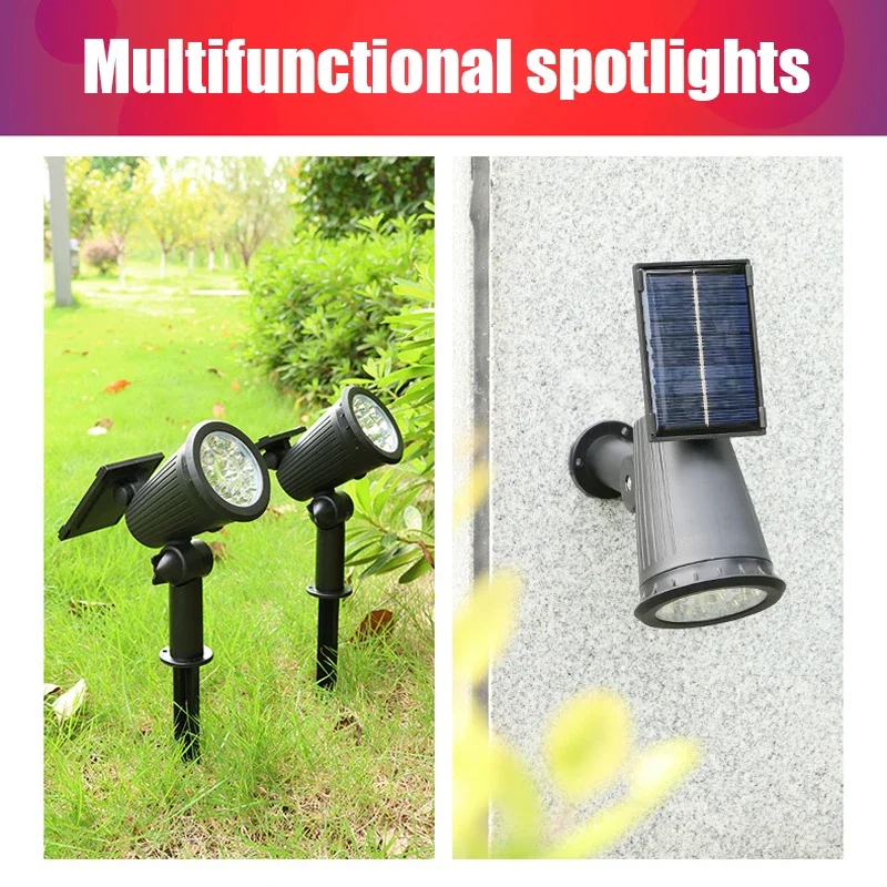 9/4 LED Solar LED-lichtspots Buiten IP65 Waterdichte verlichting Helderheid instelbaar voor tuin Achtertuin Oprit Patio Decor