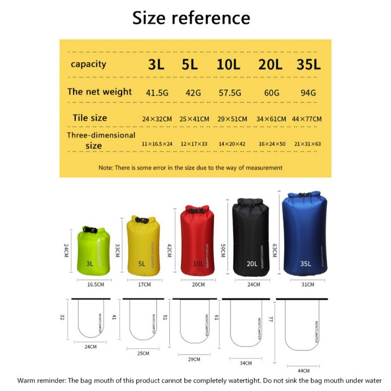 Dry Bag 30D Nylon Ultralight Drifting Swimming Debris Clothes Portable Bag Hiking Bag Storage Bag Waterproof Swimming Bag