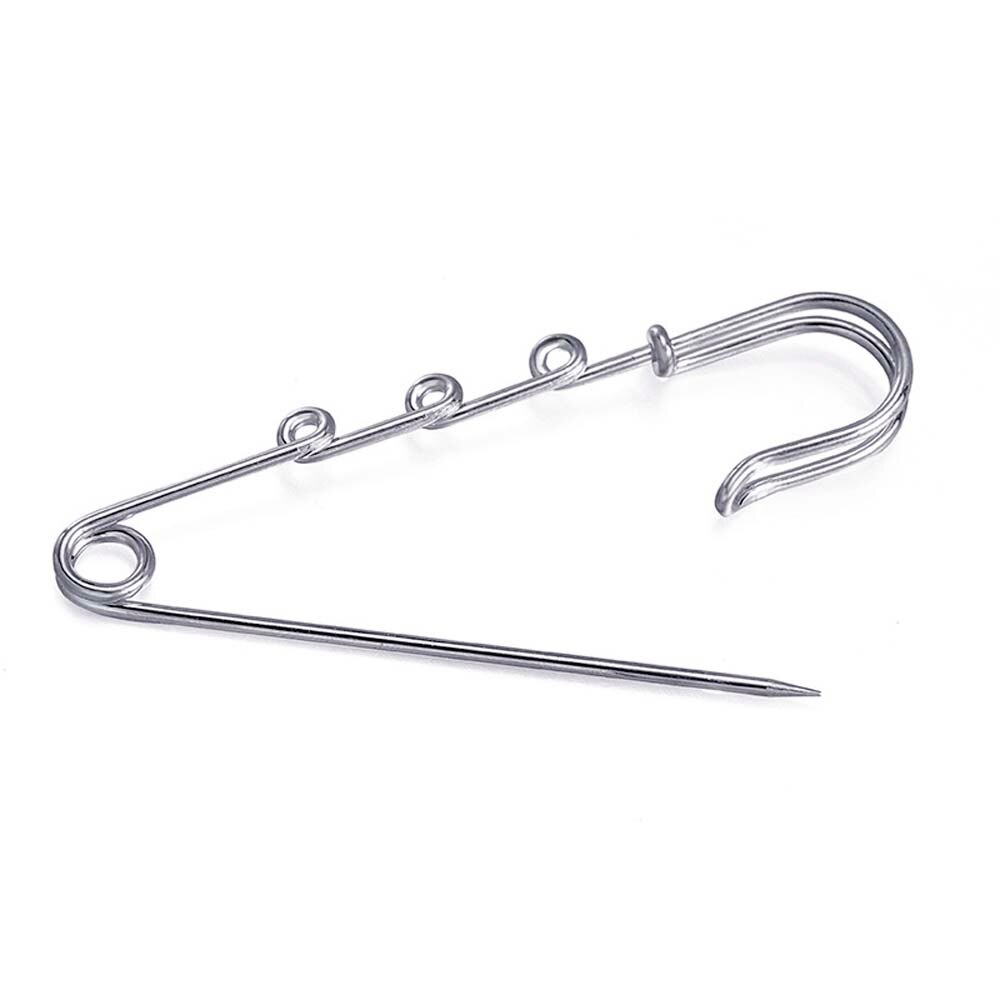 10 Uds. De pasadores con 3 agujeros para broche Diy, accesorios de joyería para niños, con dijes y cadena, Color bronce y plateado, 5cm X 1,5 cm: 5cm	silver