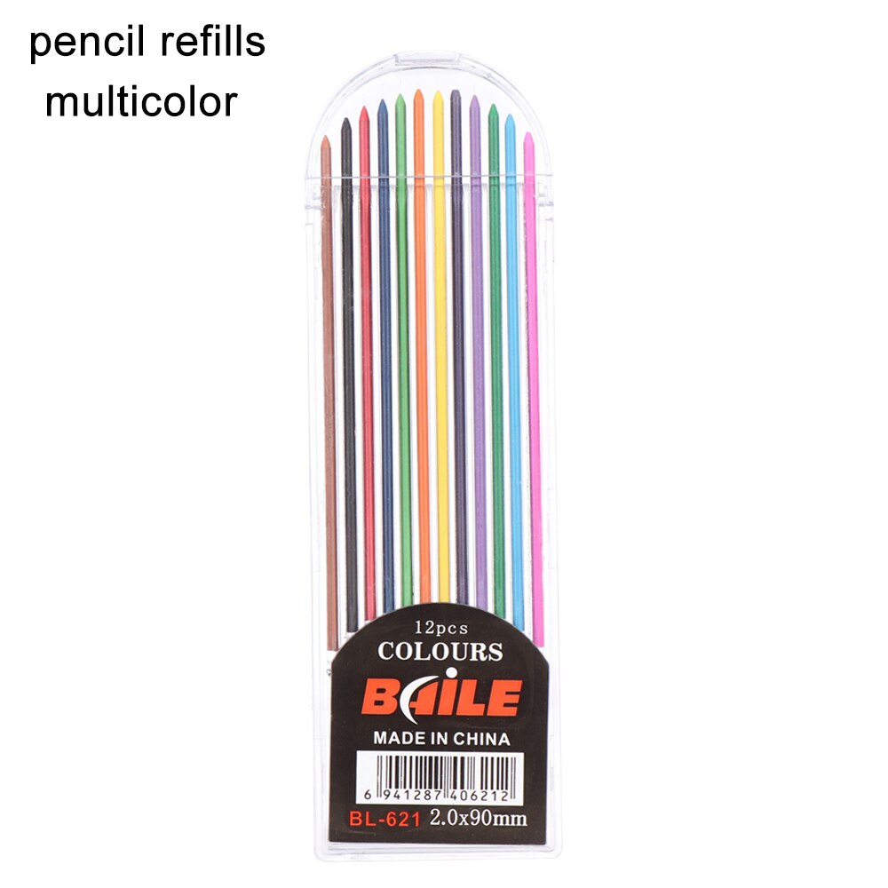 1Pc Automatic Mechanical Pencil 2.0mm Multicolor Refill 2B Drawing Writing Activity Pencil Office School Writing Stationery Blue: pencil refills black