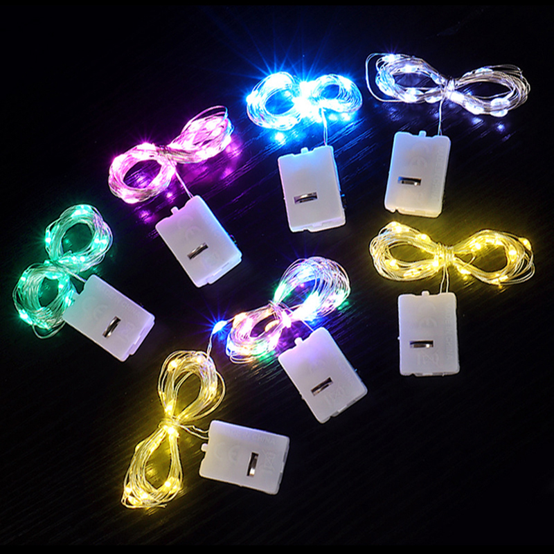 With battery 20 Pack String Fairy Lights Silver Copper Wire Battery Powered Decorations Lights For Wedding Party Christmas Decor