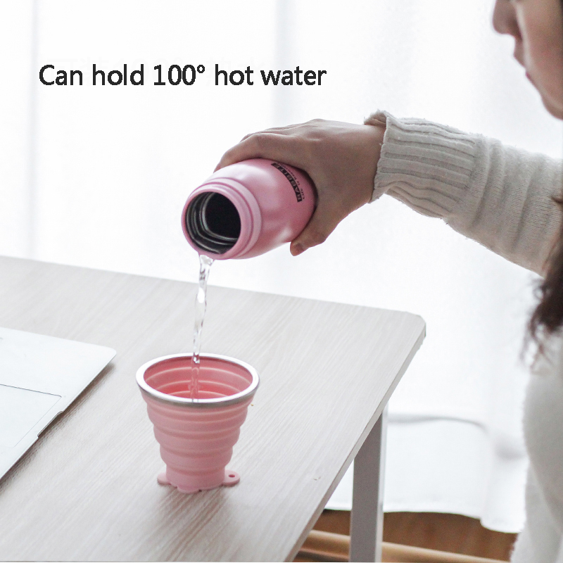 Bærbar sammenklappelig kop stilfuld silikone teleskopisk rejse drikkeglas udendørs genanvendelige vandflasker