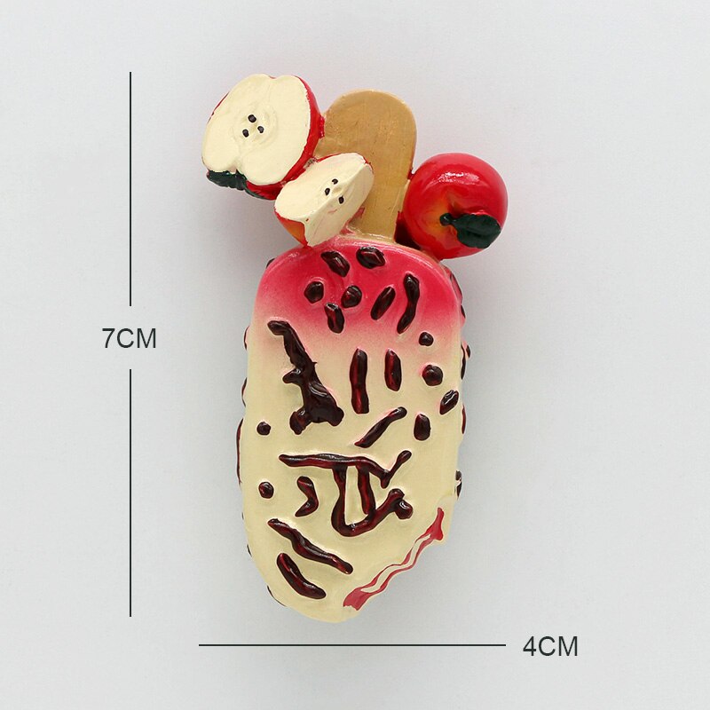 Simulation food 3D fridge magnets magnetic refrigerator paste fruit bread dragon fruit Hami melon ice cream egg home decoration: Fruit ice cream