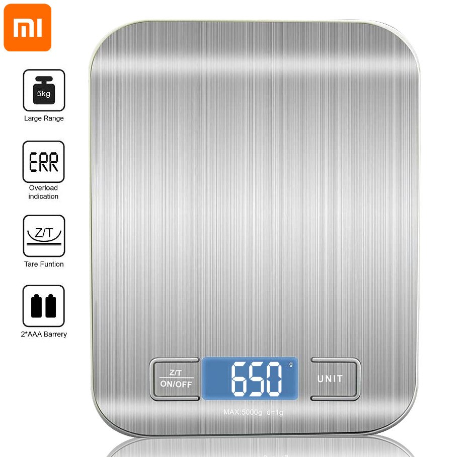 for Xiaomi Kitchen Scale Stainless Steel Weighing Scale For Food Diet Postal Balance Measuring LCD Precision Electronic Scales