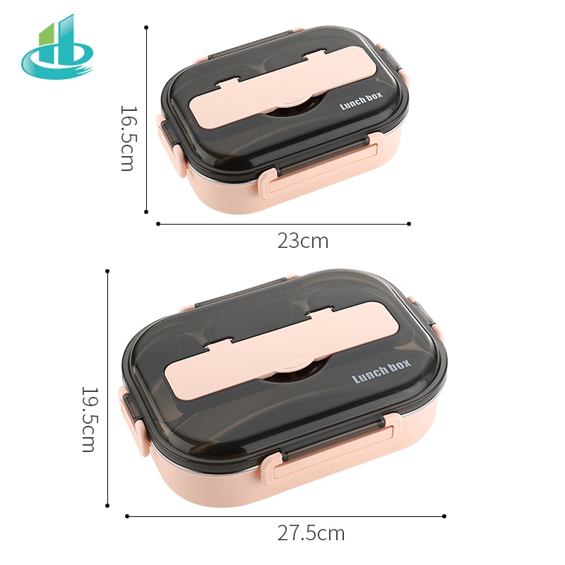 HENGFENG Portable 304 Stainless Steel Lunch Box Japanese Style Compartment Bento Box Kitchen Leakproof Food Container