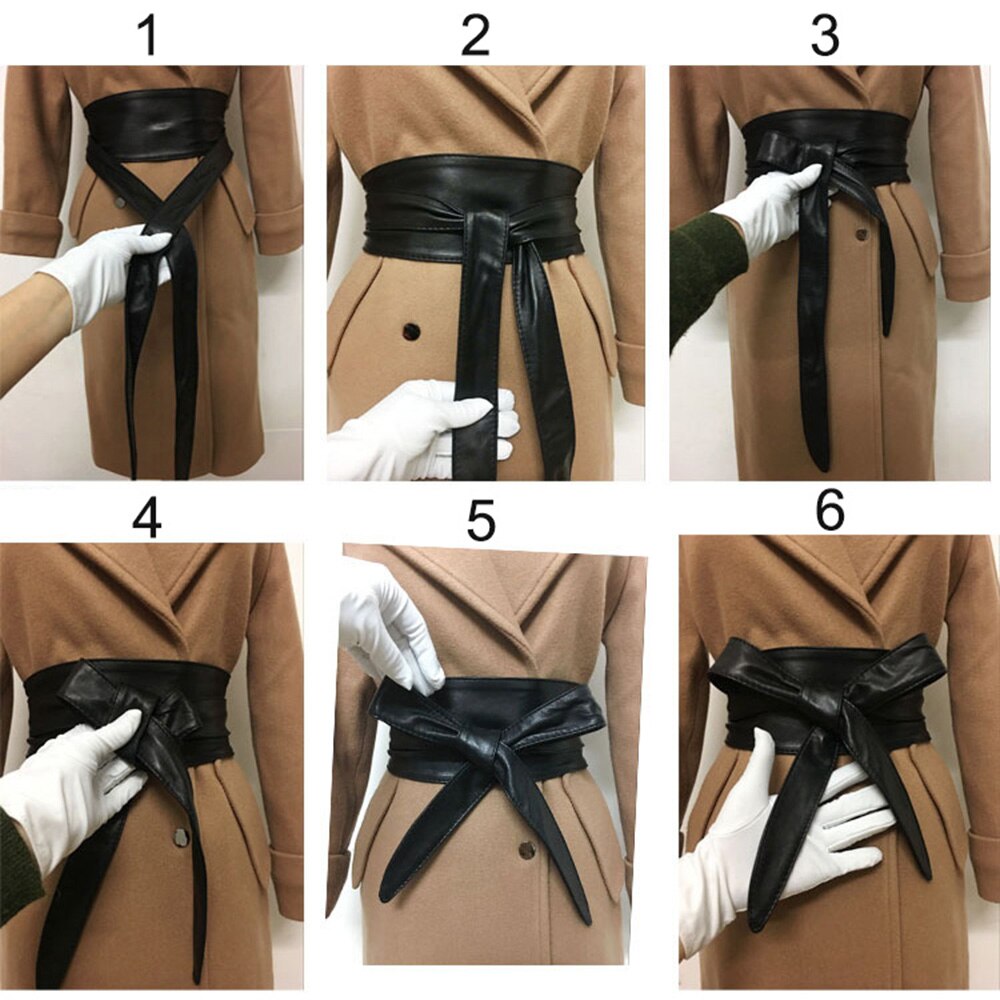 Riem Obi Stijl Taille Band PU Lederen Voor Vrouwen Wrap Rond Zachte temperament