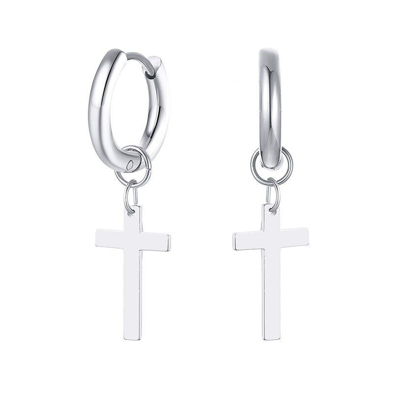 Stainless Steel Stud Earring with Cross Charm for Guys Men Earrings christmas Jewelry: style12