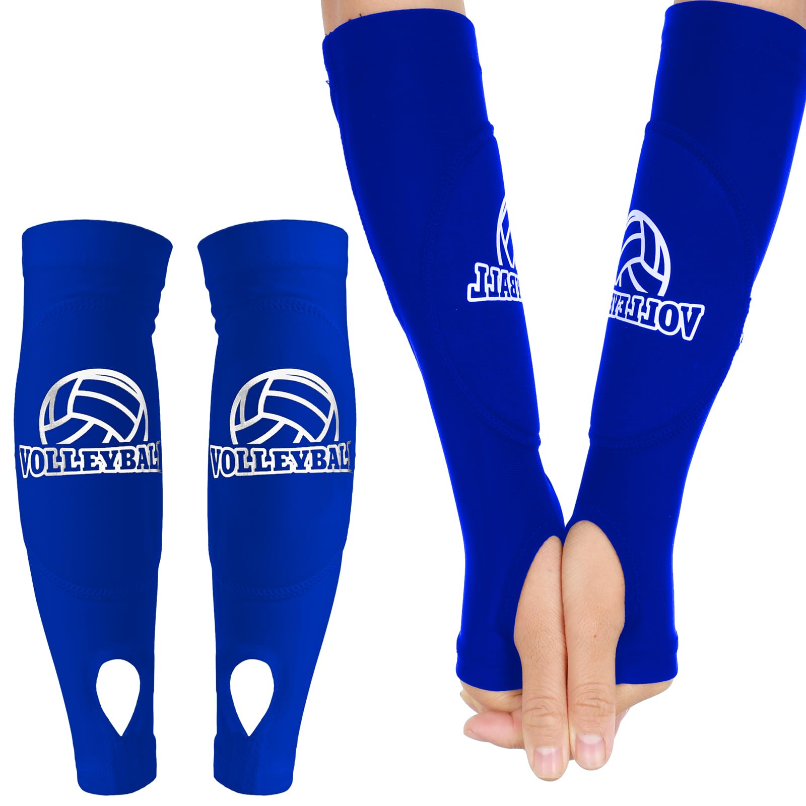 1 Paar Volleyball-Armmanschetten-Handschuhe für Unterarm, Kompressionstest, Training, Basketball, Handgelenkstütze, Schutz, Sport-Armschutz: M / Blau