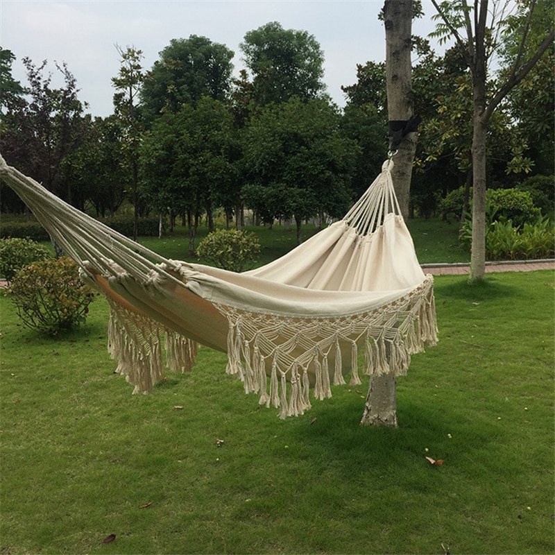 2 person hængekøje boho stor brasiliansk macrame fringe dobbelt deluxe hængekøje gyngestol til ude/indendørs terrasse veranda indretning