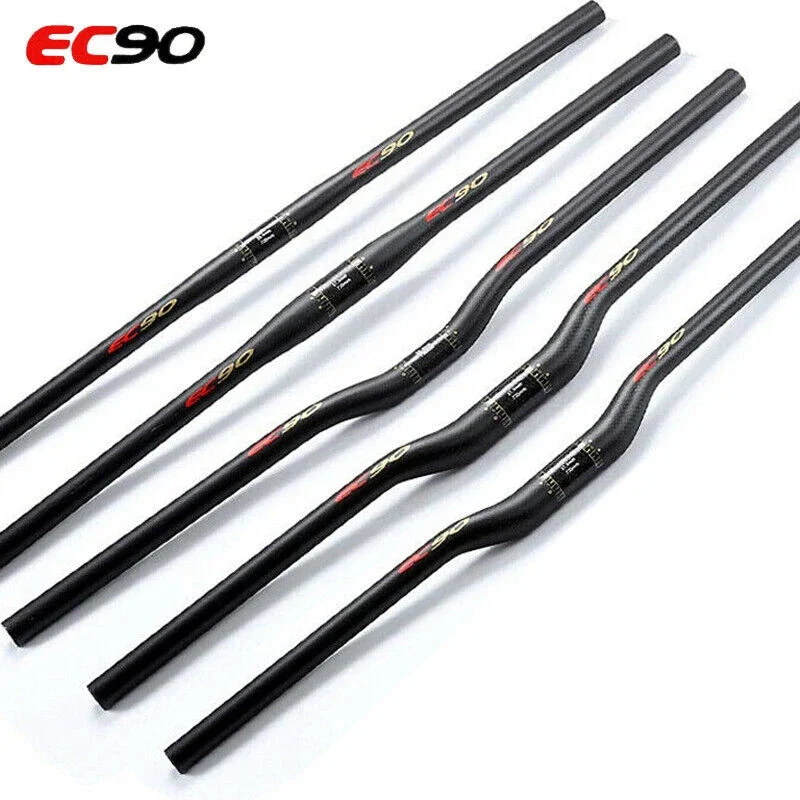 Manillar de bicicleta de carbono EC90, manillar ultraligero para bicicleta de montaña de 25,4mm y 31,8mm, barra plana/riser de carbono completa