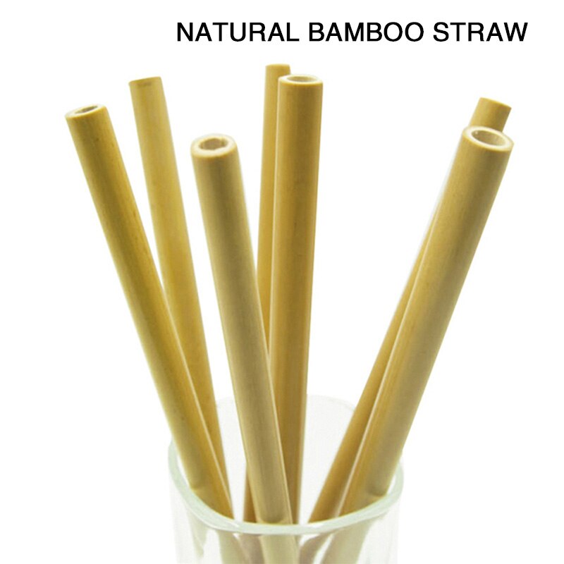 10 pezzi Set cannucce riutilizzabili in bambù naturale con custodia + spazzola pulita strumenti per Bar ecologici tendenze ambientali